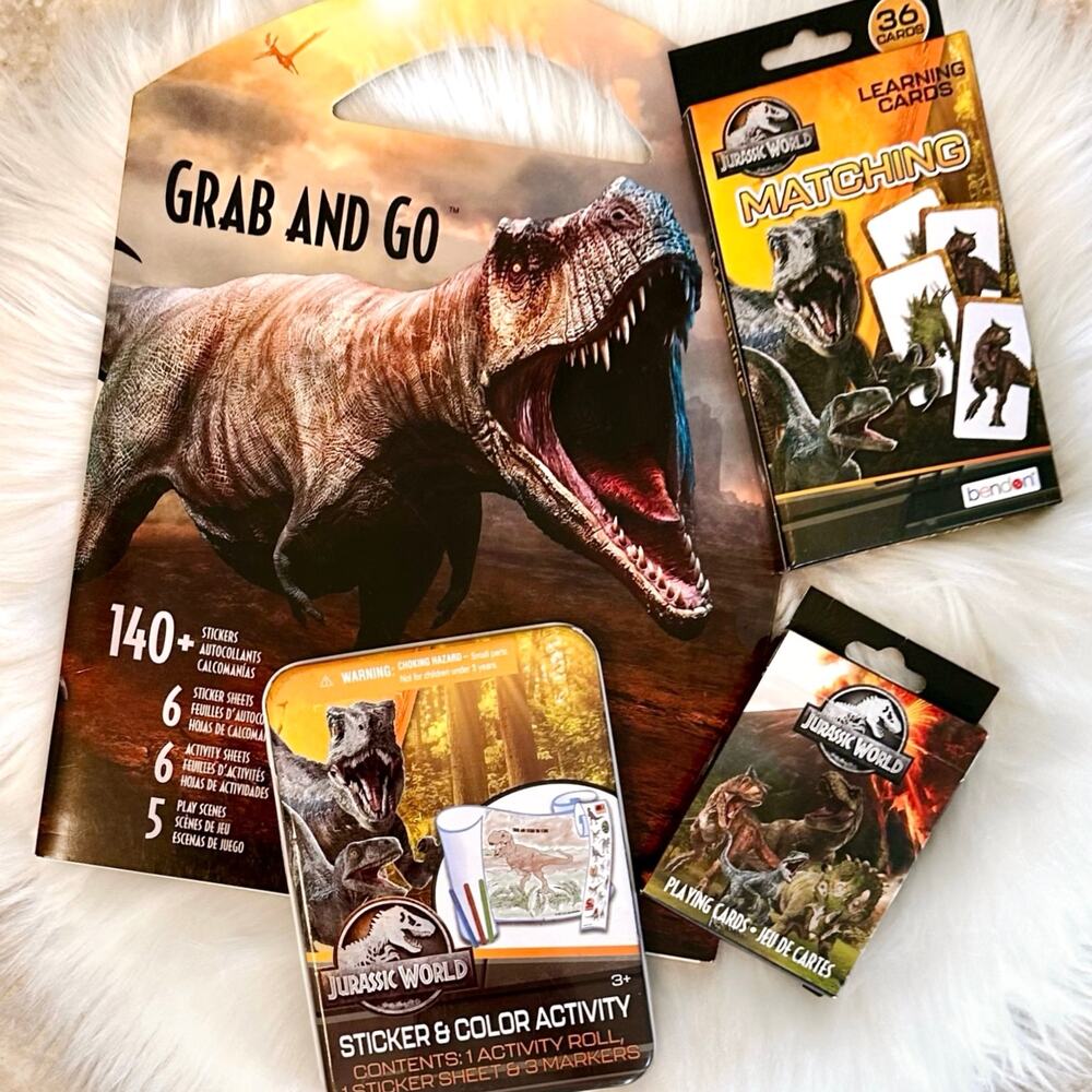 Jurassic World On-The-Go Travel & Road Trip Dinosaur Games & Activities Bundle